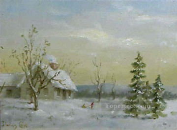 sn030B impresionismo nieve paisaje invernal Pinturas al óleo